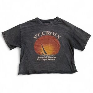 Brandy Melville St. Croix Black Graphic Crop Tee